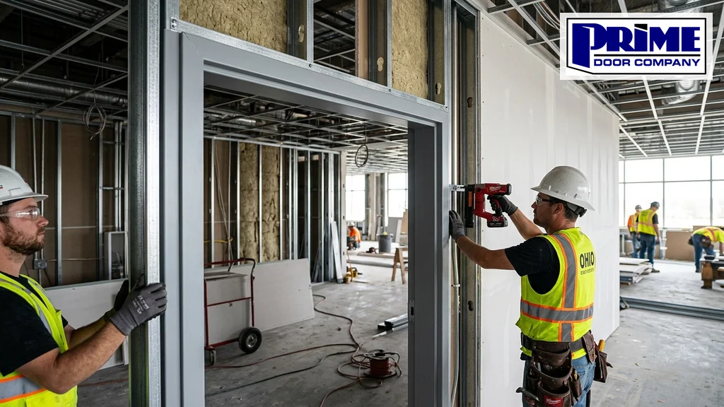 Knock down frames vs welded steel door frame installation on an Ohio commercial jobsite